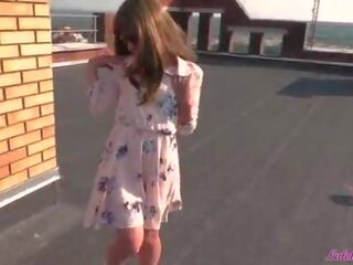 Tempting Student on the Roof sexually aroused Blowjob and Doggy Fuck - Outdoor