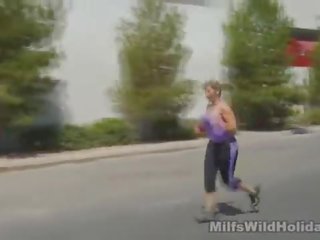 Busty Blonde gets fucked immediately after a jog