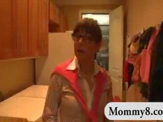 Adult stepmom catches a diva couple having dirty movie in her house