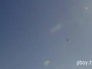 Fantastic smashing big Titty playboy bunnies are flying in a glider