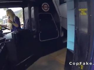 Fake cop anal fucks blonde in the bus in public