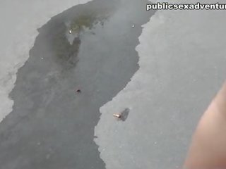 Cock-hungry brunette in public sex video